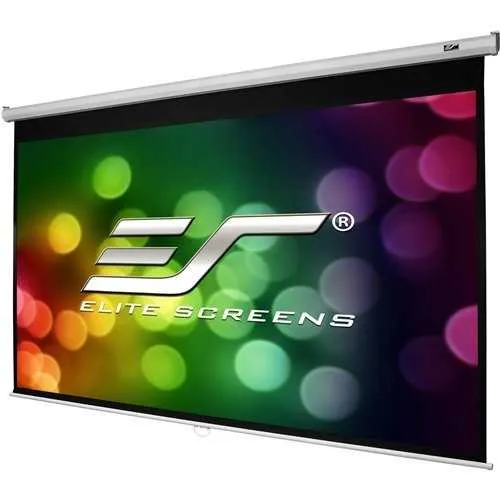 Elite Screens M100X Manual Series 100" Pull-Down Projection Screen for Wall or Ceiling, MaxWhite 2, 16:9