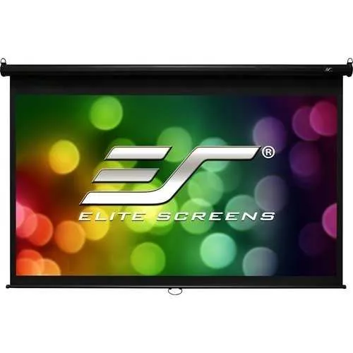Elite Screens M120H Manual Series 120" Pull-Down Projection Screen for Wall or Ceiling, MaxWhite 2, 16:9