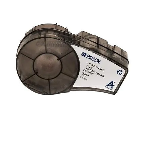 Brady ID M21-375-595-RD Outdoor Permanent Adhesive Vinyl Label Tape with Ribbon for M21 Printers, 0.375", White on Red