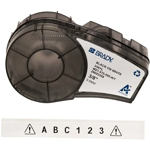 Brady ID M21-375-595-WT Permanent Adhesive Vinyl Label Tape with Ribbon for M21 Printers, 0.375", White