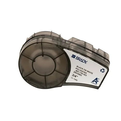 Brady ID M21-750-423 Harsh Environment Multi-Purpose Polyester Labels with Ribbon for M210, M211, BMP21-PLUS Printers, 0.75"x 21', Black on White