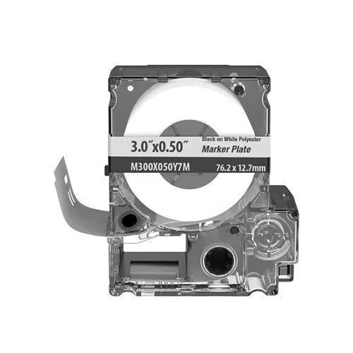 Panduit M300X050Y7M PXE Cassette, Marker Plate, Polyester, 3.0" W x .50" H, White