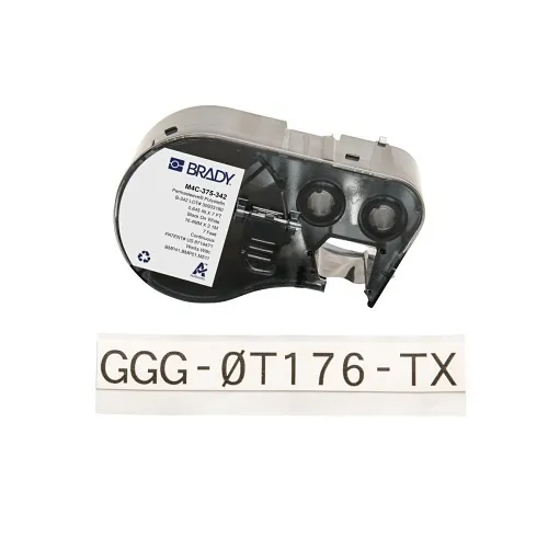 Brady ID M4C-375-342 PermaSleeve Heat Shrink Labels with Ribbon for M4 M5 Printers, 0.375" Diameter, White