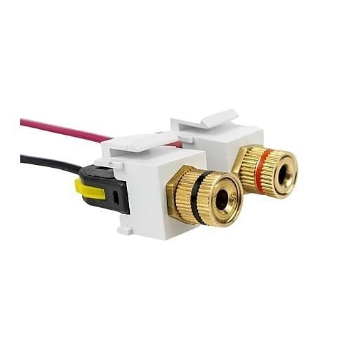 Speaker Snap SSKPW2 Keystone Binding Posts Snap Lock Connectors Compatible with 12 to 24 Gauge Speaker Wire, White, pair