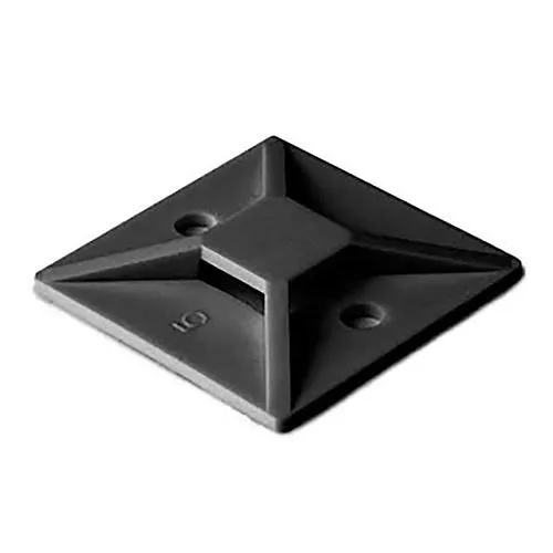 HellermannTyton MB3A0C2 Rubber Adhesive Cable Tie Mount, 0.75" 0.75", Use with T18-T30 Cable Tie, PA66, 100-Pack, Black