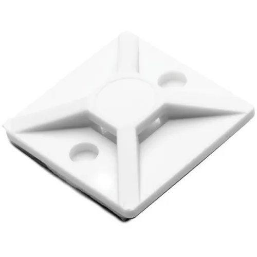 HellermannTyton MB3A10C2 Rubber Adhesive Cable Tie Mount, 0.75 x 0.75", PA66, 100-Piece, White