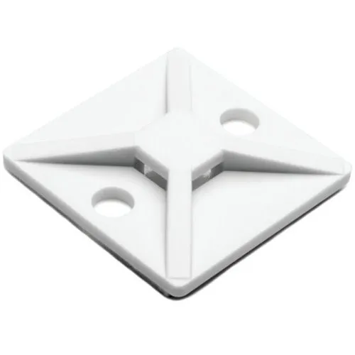 HellermannTyton MB4A10C2 Rubber Adhesive Cable Tie Mount, 1.12" 1.12", Use with T18-T50 Cable Tie, PA66, 100-Pack, White