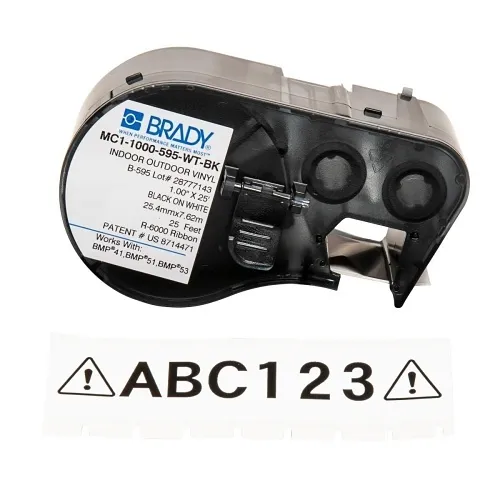 Brady ID MC1-1000-595-WT-BK MSERIES B595 1.00" x 25', Black and White