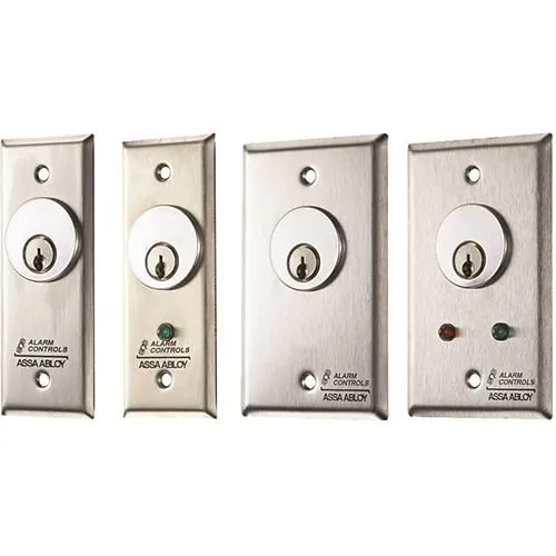Alarm Controls MCK-2 MCK Series 1.75" Mortise Cylinder Key Switch, SPDT Momentary, Green LED