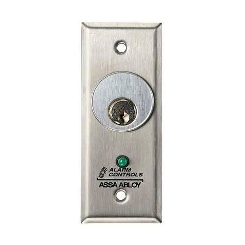 Alarm Controls MCK-5-3 SGSS Plate with Double Pole Double Throw Momentary Action, Green LED