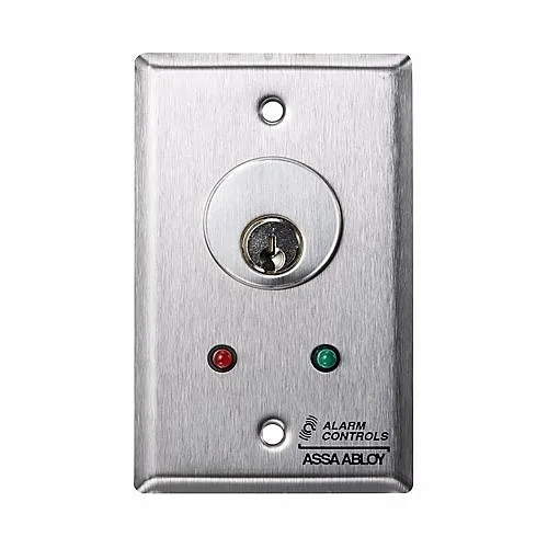 Alarm Controls MCK-6-4WP Mortise Cylinder Key Switch Stations Green LED, Weatherproof Cover