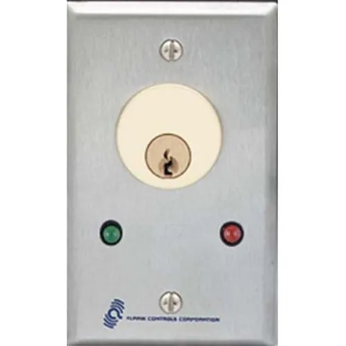 Alarm Controls MCK-6 MCK Series Mortise Cylinder Key Switch Station, SPDT Momentary, Single Gang, Green/Red LED