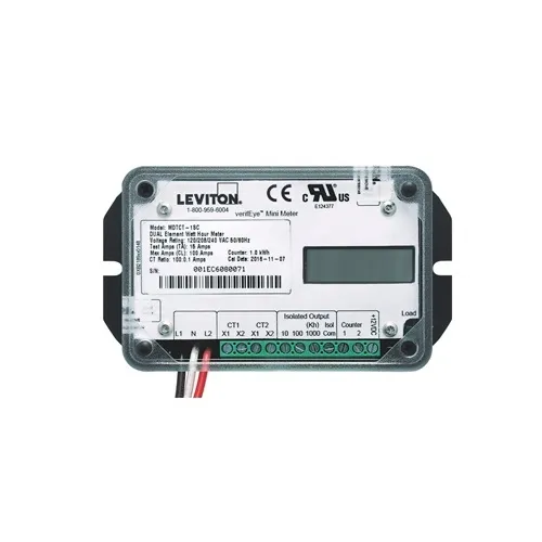 Leviton MDTCT-1SP Submeter, 120/240V 1-Phase 3-Wire, 120/208V 2-Phase 3-Wire, Dual Element, 100A Mini Meter, 1kWh, No Enclosure, LCD Counter, Electric Meter, 2-Split Core Current Transformers Included