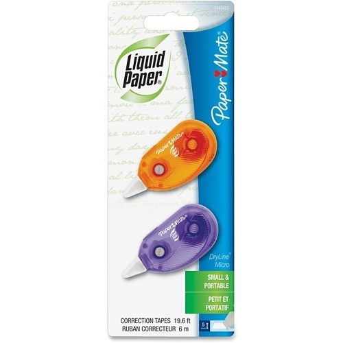 Paper Mate 1742425 Liquid Paper DryLine Micro Correction Tape, 2-Pack