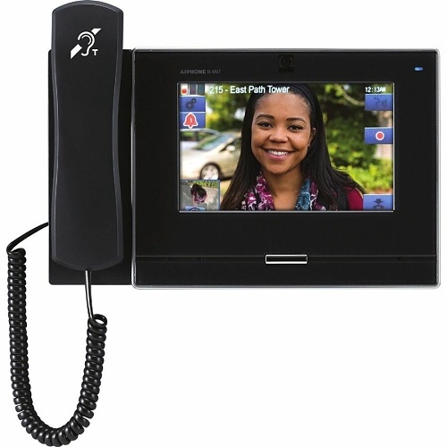Aiphone IX-MV7-HB-L 7" Color Touchscreen IP Master Station with T-Coil Hearing Aid Supported Handset, Black
