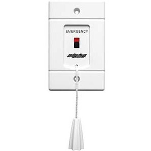 Alpha SF119/2A Emergency Pull Cord Station with Red Indicator, Emergency Imprinted, Adjustable Pull Cord, White Faceplate