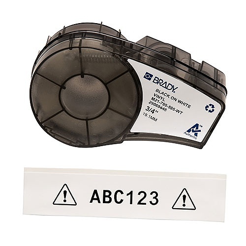 Brady ID M21-750-595-WT 3/4" All Weather Permanent Adhesive Vinyl Label Tape with Ribbon for M21 Printers, Black on White