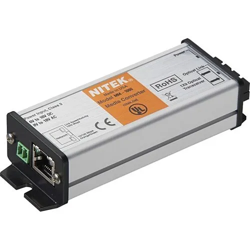 Nitek MM-1000 Fiber Media Converter, MM, Dual Fiber, 10/100/1000, SC, 2km