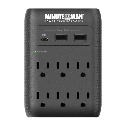 Minuteman MMS-WAL6U3 Desktop USB Charger and Surge Protector