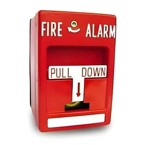 Edwards Signaling MPSR2-S45W-GE-NYW Double Action Pull Station with Terminal Connections, SPST, Key Reset, NYC White Stripe, Red