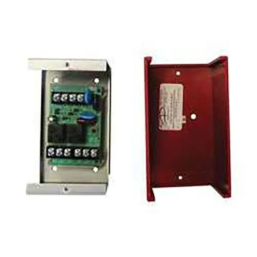 Fire-Lite MR-201/CR MR Series Control Relay, Single DPDT Relay with LED, Metal Backbox, Red Plastic Cover, UL Listed