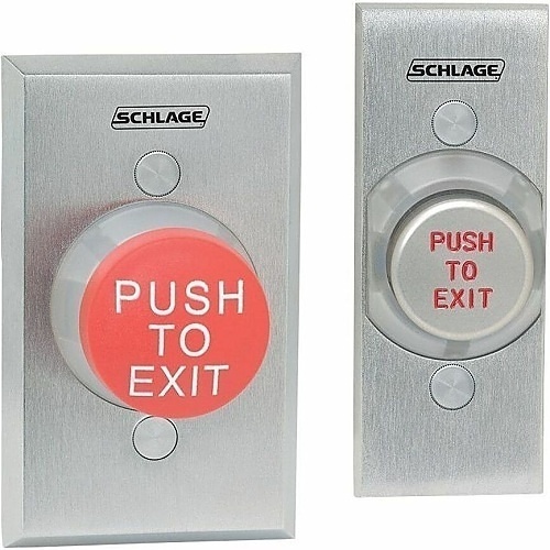 Schlage 623RD Mushroom Button, Single Gang, Push to Exit, 1-5/8", Red
