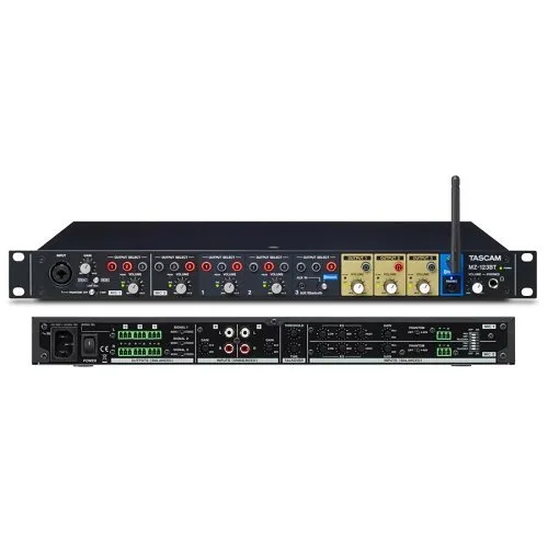 TASCAM MZ-123BT Commercial Grade Multi Channel, Multi Zone Audio Mixer, Bluetooth, 1U RMS
