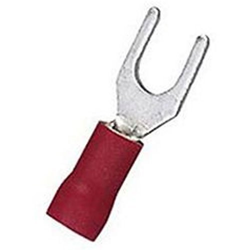 TREND Networks 83-7121 Spade Terminals, Vinyl Insulated, Tin Plated, #8, Red, 25-Pack