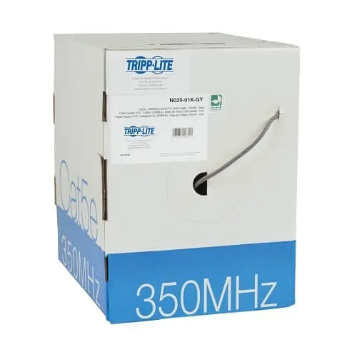 Eaton Tripp Lite N020-01K-GY CAT5e 350 MHz Stranded-Core PVC Bulk Ethernet Cable, UTP, 1000' (304.8m), Gray