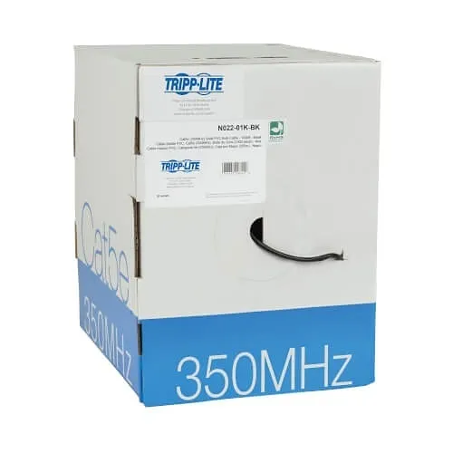 Eaton Tripp Lite N022-01K-BK CAT5e 350 MHz Solid Core (UTP) PVC Bulk Ethernet Cable, 1000' (304.8 m), TAA, Black
