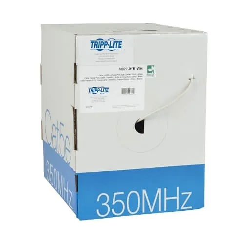 Eaton Tripp Lite N022-01K-WH CAT5e 350 MHz Solid Core (UTP) PVC Bulk Ethernet Cable, 1000' (304.8 m), TAA, White