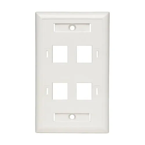 Eaton Tripp Lite N042-001-04-WH 4-Port Keystone Faceplate, Single Gang, ID Labels, White, TAA