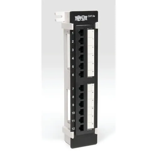 Eaton Tripp Lite N050-012 12-Port Wall-Mount CAT5e Patch Panel, 568B, RJ45 Ethernet, TAA