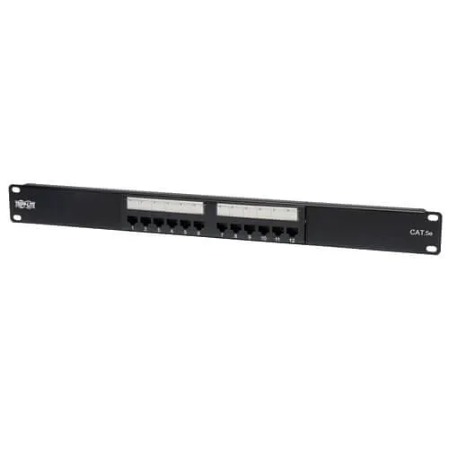 Eaton Tripp Lite N052-012 12-Port 1U Rack-Mount CAT5e 110 Patch Panel, 568B, RJ45 Ethernet, TAA, 19" Rackmount Ready, 1U Height (1.75")