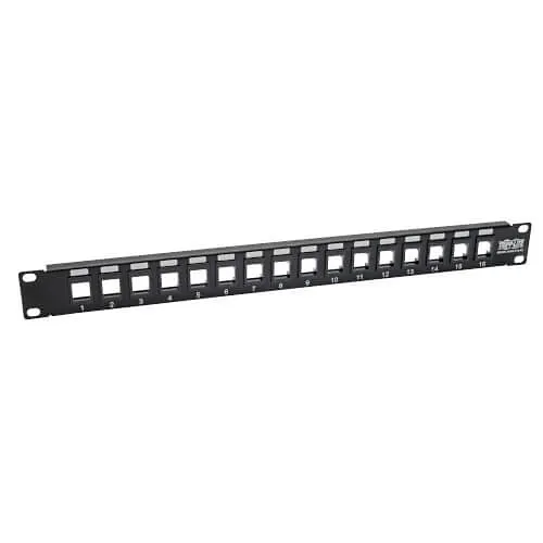 Eaton Tripp Lite N062-016-KJ 16-Port 1U Rack-Mount Unshielded Blank Keystone/Multimedia Patch Panel, RJ45 Ethernet, USB, HDMI, CAT5e/CAT6