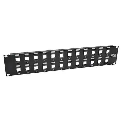 Eaton Tripp Lite N062-024-KJ 2U 24 Port Rackmount RJ45 Keystone, Multimedia Unshielded Patch Panel, RJ45 Ethernet, USB, HDMI, CAT5e/CAT6