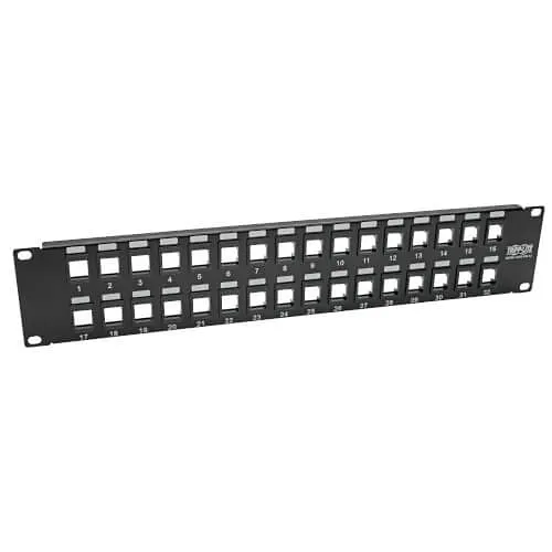 Eaton Tripp Lite N062-032-KJ 32-Port 2U Rack-Mount Unshielded Blank Keystone/Multimedia Patch Panel, RJ45 Ethernet, USB, HDMI, CAT5e/CAT6