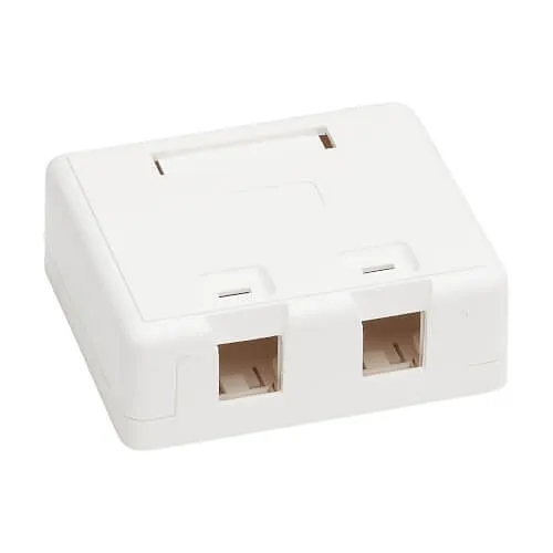 Eaton Tripp Lite N082-002-WH Surface-Mount Box for Keystone Jacks, 2-Ports, White