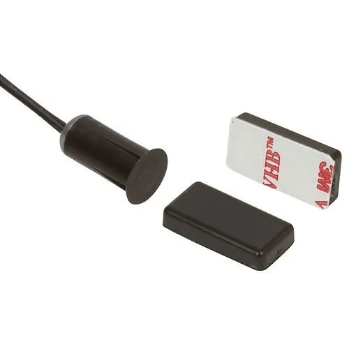 Nascom N1175123787BP/ST Recessed 3/8" Mini Stubby Press Fit Switch with H1/8" x W3/8" x L7/8" Overmolded Bar Magnet and Wire Leads, Brown