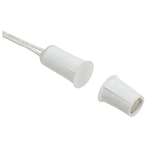 Nascom N1175W/ST Recessed 3/8" Mini Stubby Press Fit Switch/Magnet Set, Wire Leads, White