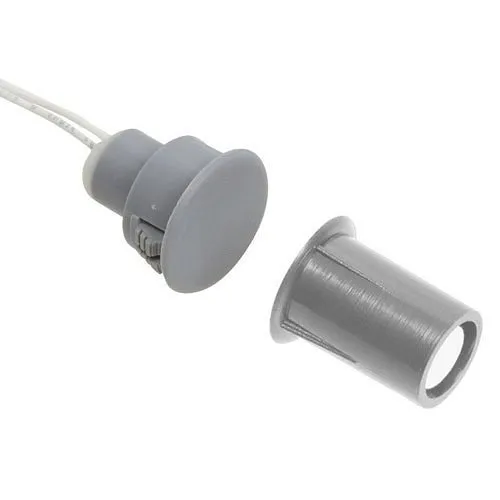 Nascom N1178C1175G/STDD Recessed 3/4" Stubby DPDT Switch for Steel Doors, 3/8" Press Fit Magnet Wire Leads, Gray