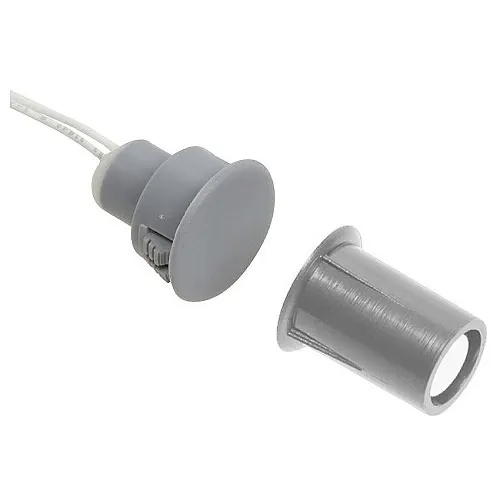 Nascom N1178C1175G/STSD Recessed 3/4" Stubby SPDT Switch for Steel Wood Doors, 3/8" Press Fit Magnet Wire Leads, Gray