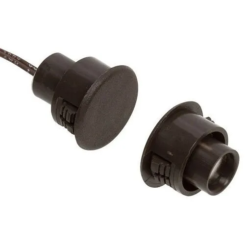 Nascom N1178CB/ST2CR Recessed 3/4" Stubby Dual Closed Loop Switch / Magnet Set for Steel / Wood Doors, Wire Leads, Brown