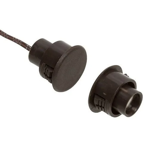 Nascom N1178CB/STSD Recessed 3/4" Stubby SPDT Switch/Magnet Set for Steel/Wood Doors, Wire Leads, Brown