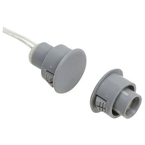 Nascom N1178CG/ST Recessed 3/4" Stubby Switch/Magnet Set for Steel/Wood Doors, Wire Leads, Grey