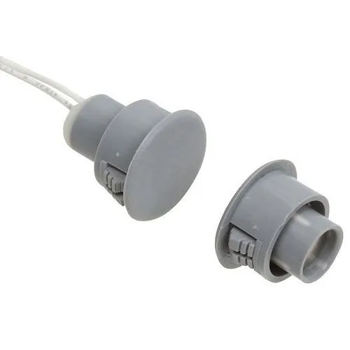 Nascom N1178CG/STDD Recessed 3/4" Stubby DPDT Switch/Magnet Set for Steel/Wood Doors, Wire Leads, Gray