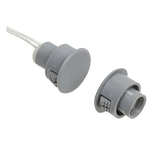 Nascom N1178CG/STSD Recessed 3/4" Stubby SPDT Switch Magnet Set for Steel Wood Doors, Wire Leads, Gray