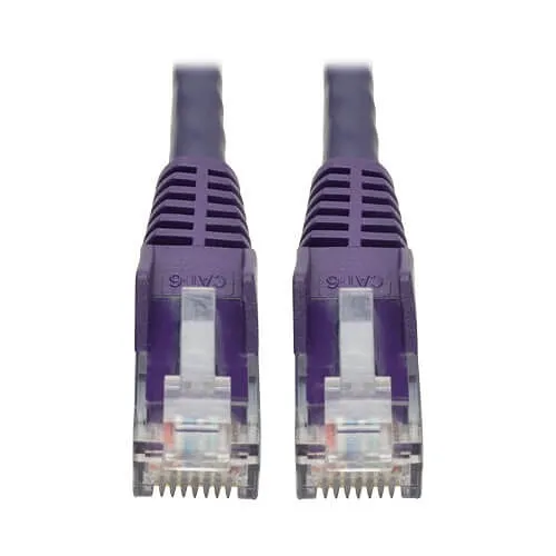 Eaton Tripp Lite N201-015-PU Cat6 Gigabit Snagless Molded UTP Ethernet Cable RJ45 M/M, PoE, Purple, 15' (4.57 m)