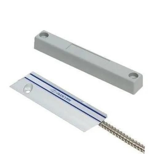 Nascom N205A N400G/ST Standard O/H Door Dual Closed Loop Switch, Flex Conduit Over UL 1061 22AWG 24", Adjustable L Bracket Magnet, 2' Armored Cable