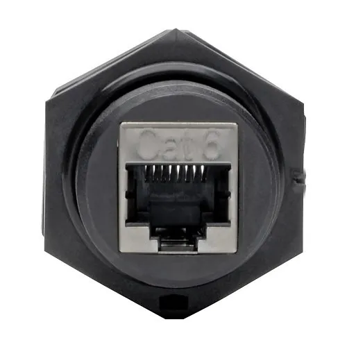 Tripp Lite N206-BC01-IND RJ45 Bulkhead Coupler for CAT5/CAT6, Female to Female, Shielded, Industrial, Dust Cap, IP68